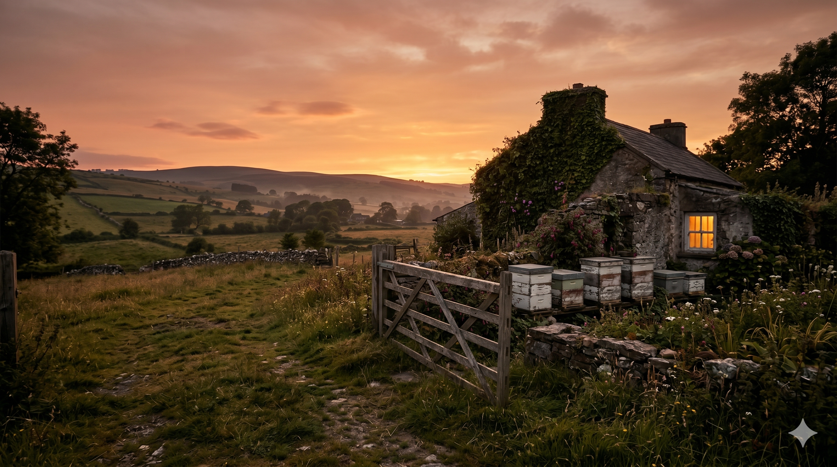 Hollow Hill farm landscape above wildflower meadows